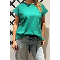 Camiseta  LILLY (COTTON) verde pájaro